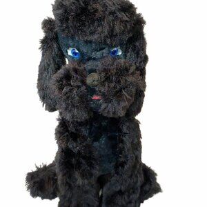 Vintage Knickerbocker Animals of Distinct Black Poodle Dog Plush Stuffed Toy 16"